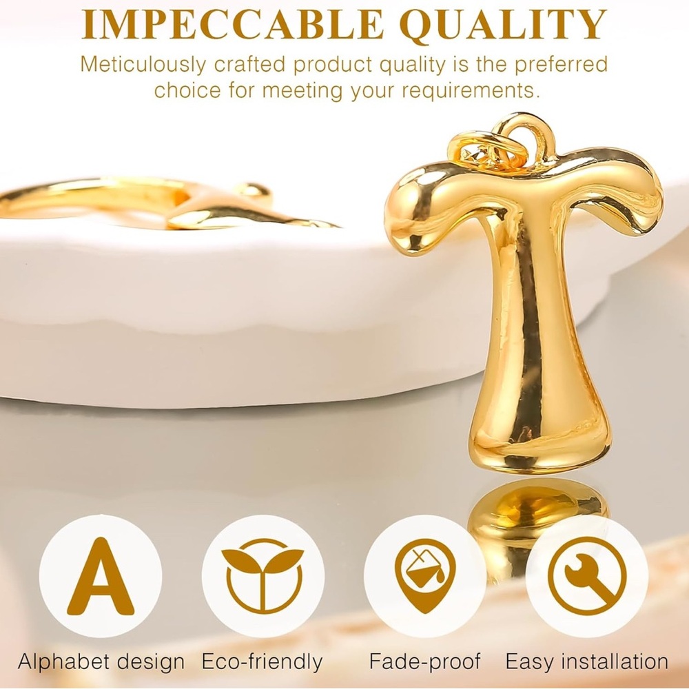 Monogram Gold-Toned Ballon Letter Bag Charm & Keychain - various letters! - Picture 5 of 5